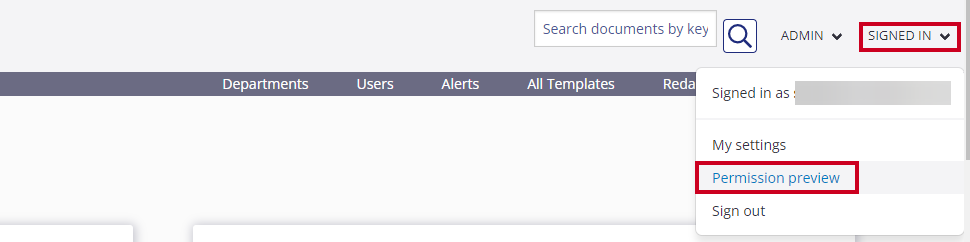 Select permission preview from the Signed In dropdown.