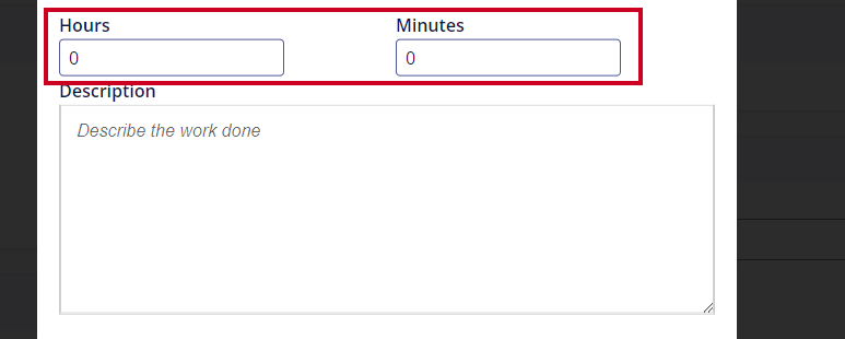 Hours and minutes fields.