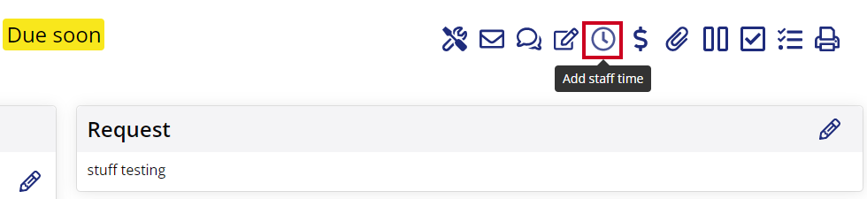 Add staff time icon at the top of request.