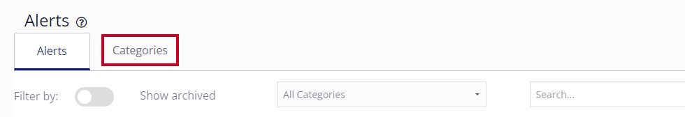 The Alerts' Categories tab is selected.