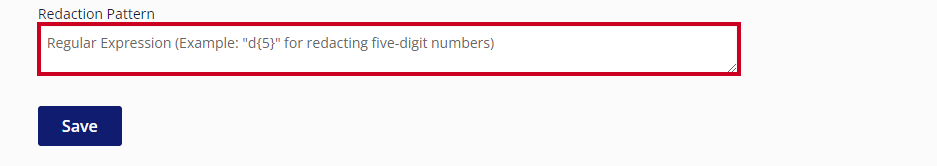 redaction pattern textbox.