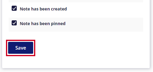 Below the list of email preferences, the blue Save button is selected.