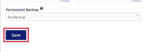 The blue save button is highlighted in the lower-left corner of the Account Settings section.