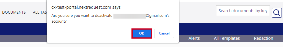 blue ok button on pop-up message.