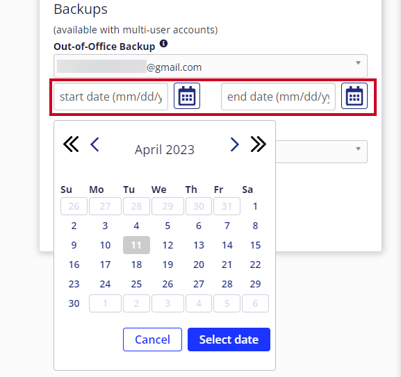 The start and end dates for the pack up are highlighted. April 11, is selected.