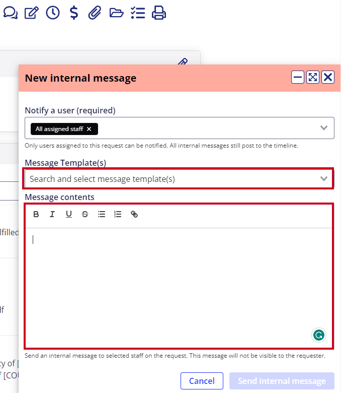 Message options.