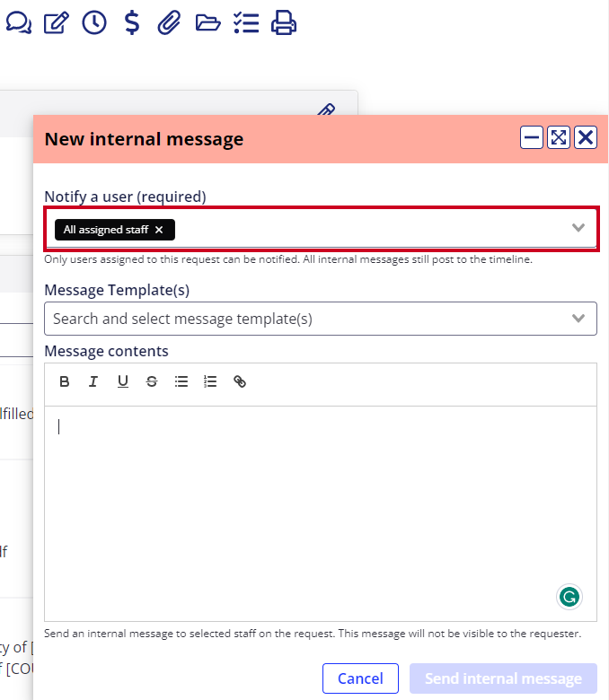 Notify a user field.