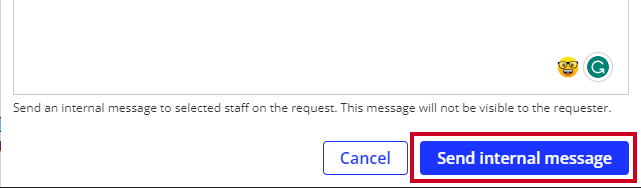 Send internal message button.