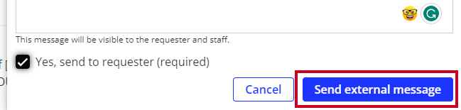 Send external message button.