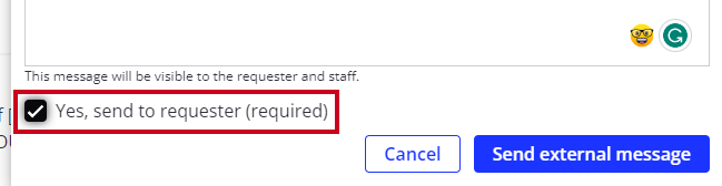 Send to requester checkbox.