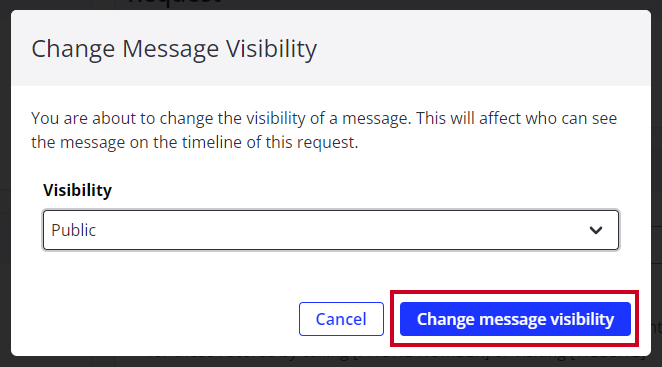 change message visibility button.