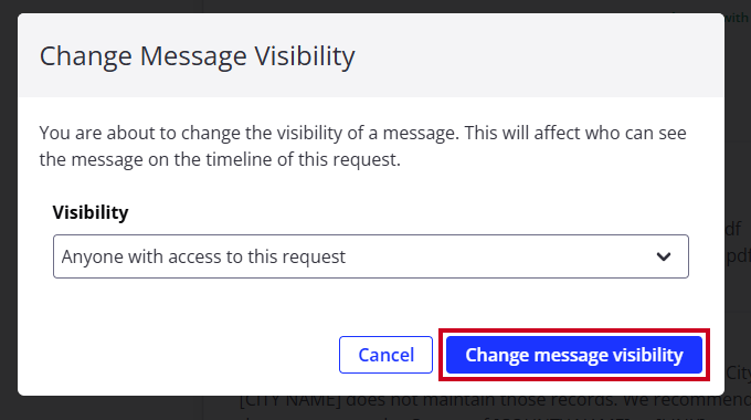 Change message visibility button.