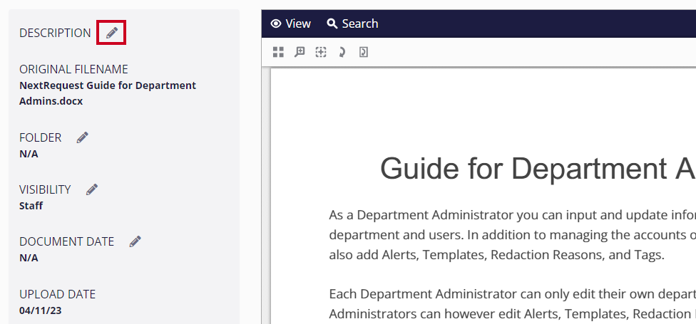 Pencil icon next to Description field.