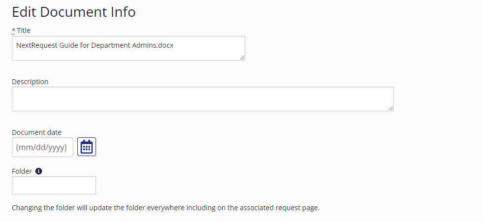 Edit document info fields.