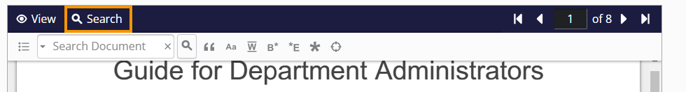 Search button with magnifying glass in the top left corner of the document.