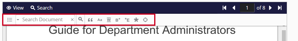 Search document toolbar.
