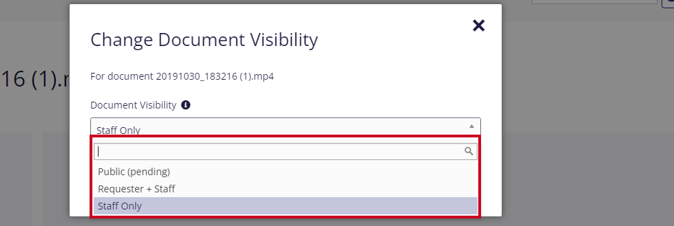 select document visibility from dropdown.