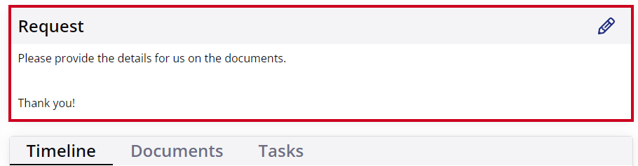 request description box.