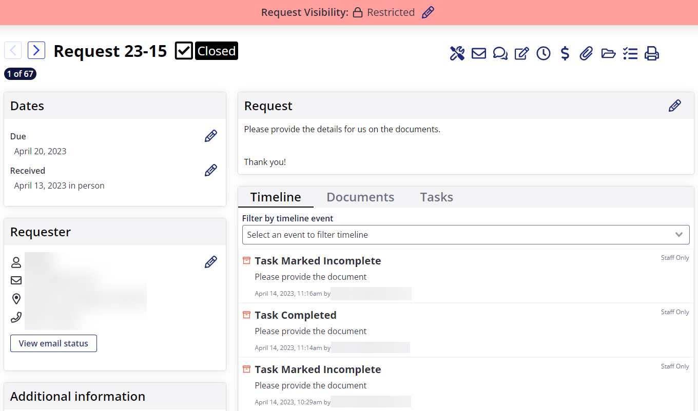 a request details page.