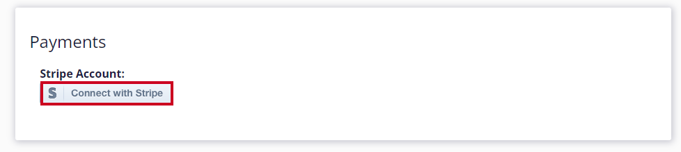 connect with stripe button.