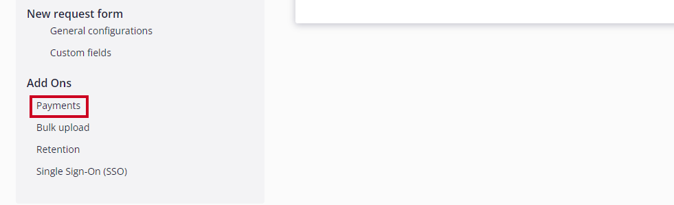 payments link in left sidebar.