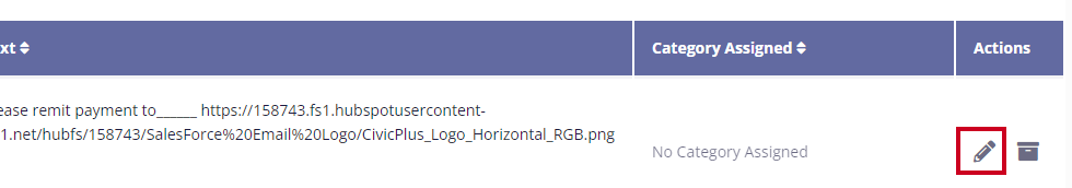 pencil icon next to template.