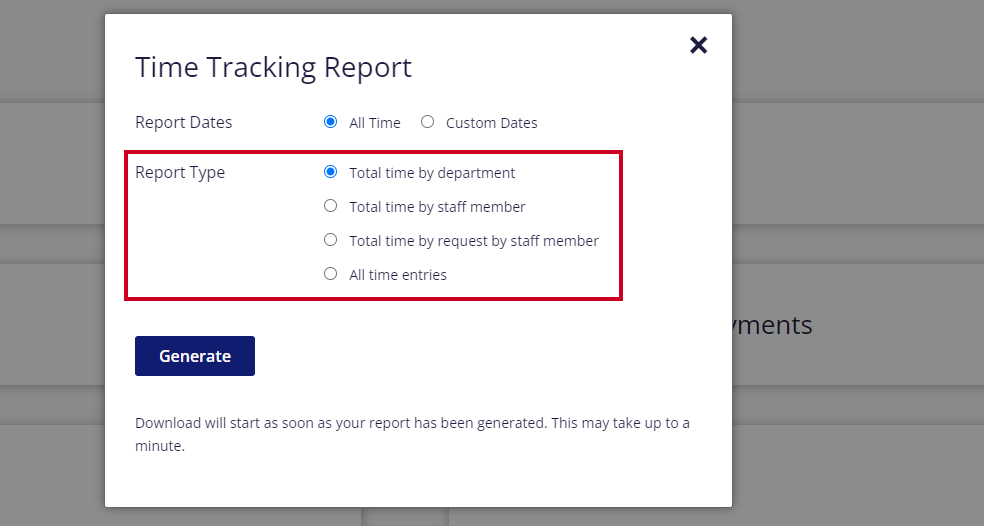 Report type options.