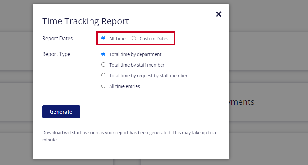 Report date options.