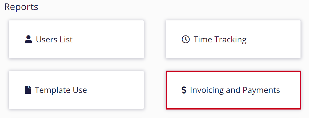 invoicing and payments button.