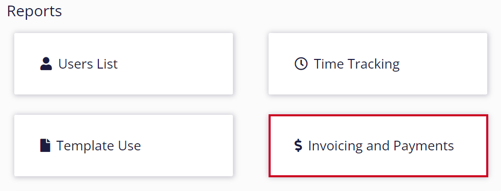 Invoicing and payments button.