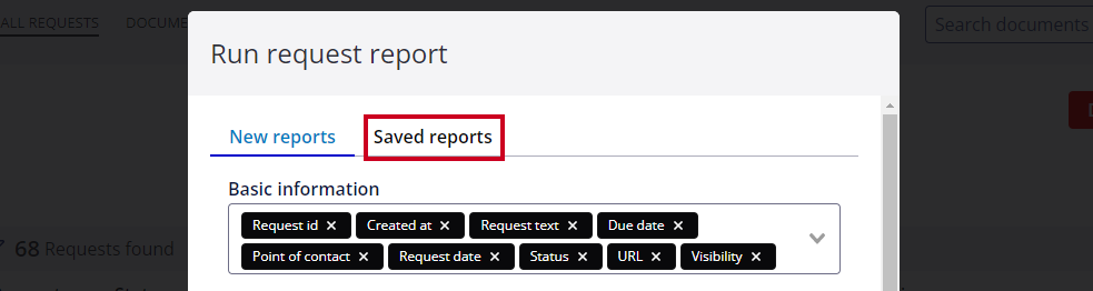 saved reports tab.