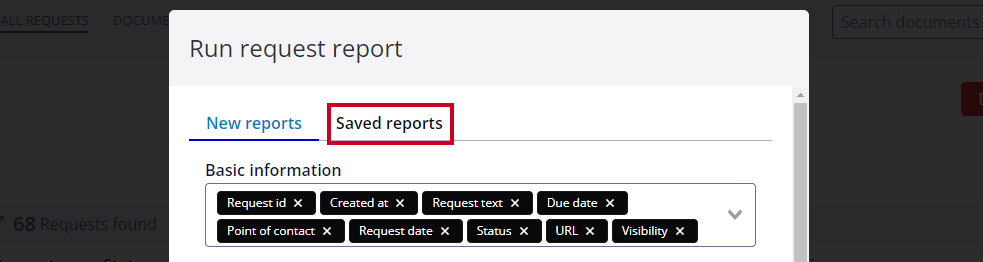 Saved reports tab.