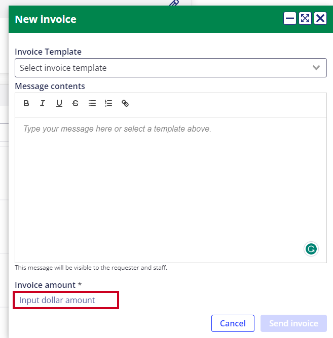 Invoice amount field.