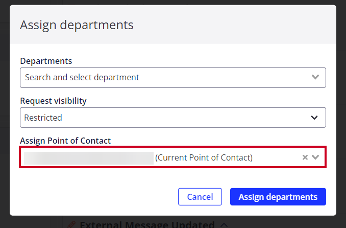 assign point of contact department.