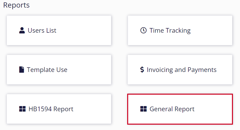 General report button in bottom right corner.