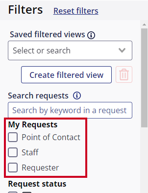 my requests filter options.