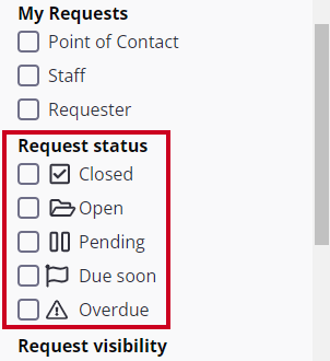 request status filter options.