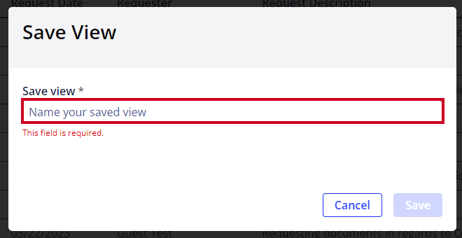 Save view text box.