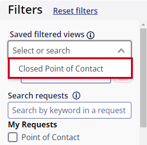 saved filtered views dropdown.