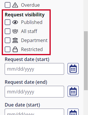 request visibility filter options.