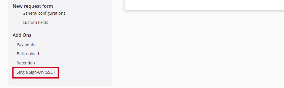 single sign-on (SSO) link in left navigation.
