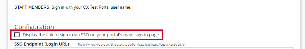 display the link on your main sign in page checkbox.
