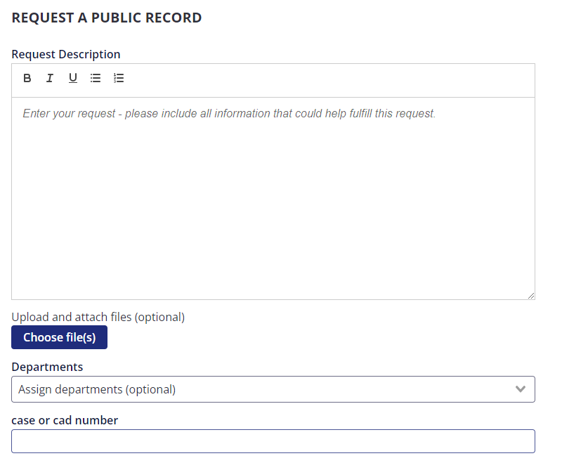 request information fields.