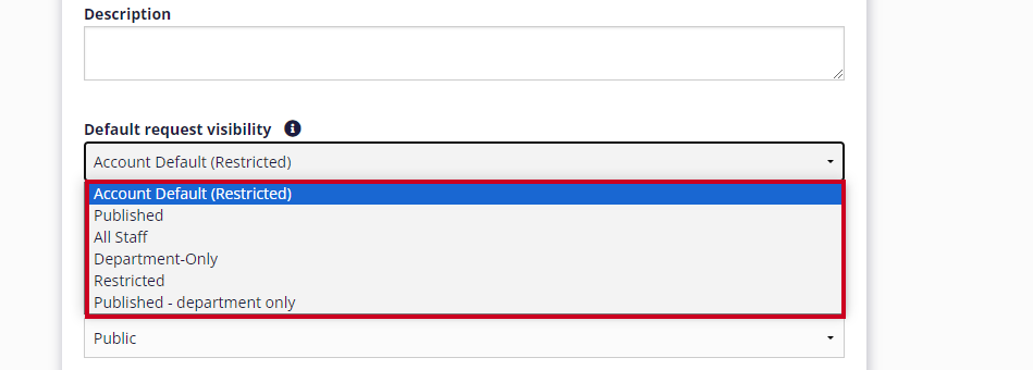 department visibility options.