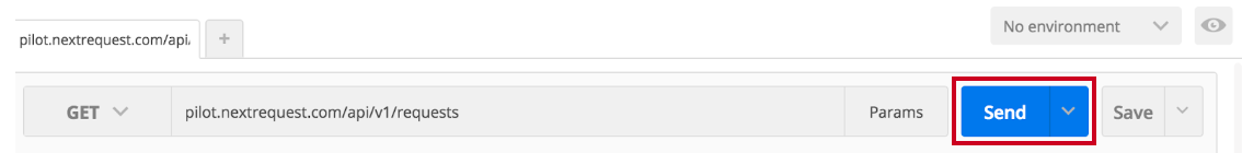 blue send button next to request URL.