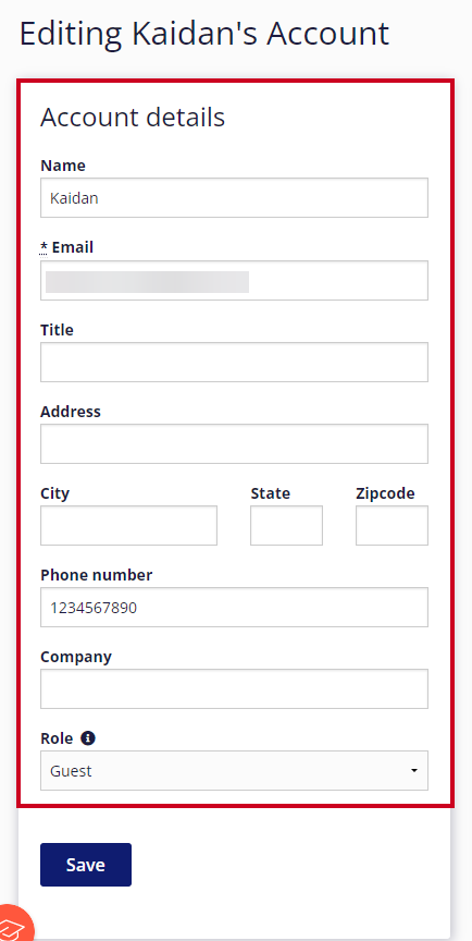 Requester account details.
