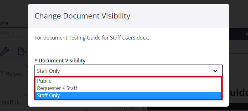 document visibility dropdown.