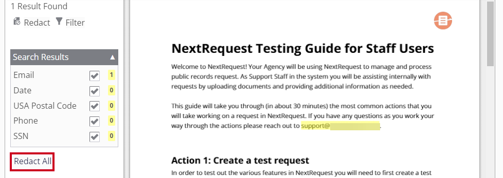 redact all link below search results.