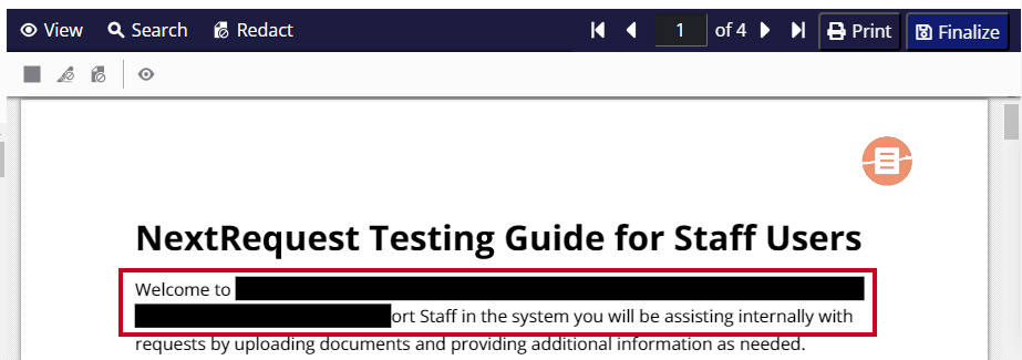 redacted text on document.