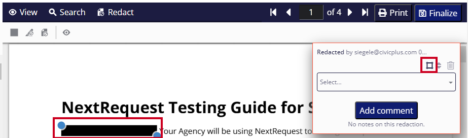 rentangle icon on redaction pop up.